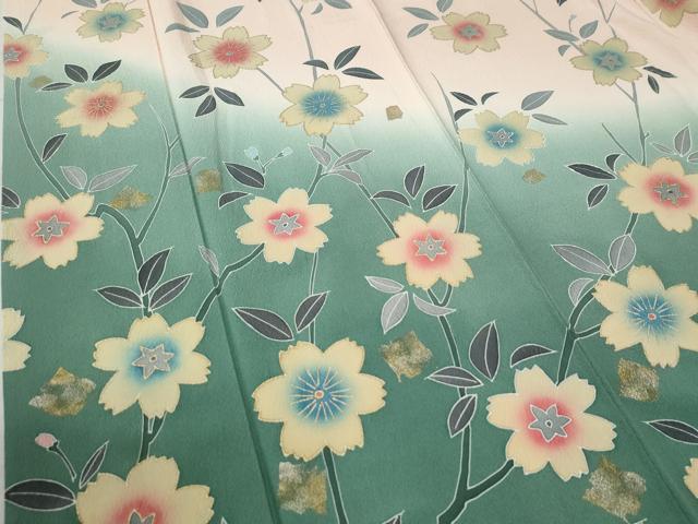 平和屋着物●豪華振袖　枝桜文　暈し染め　金彩　正絹　逸品　CABC6914yc