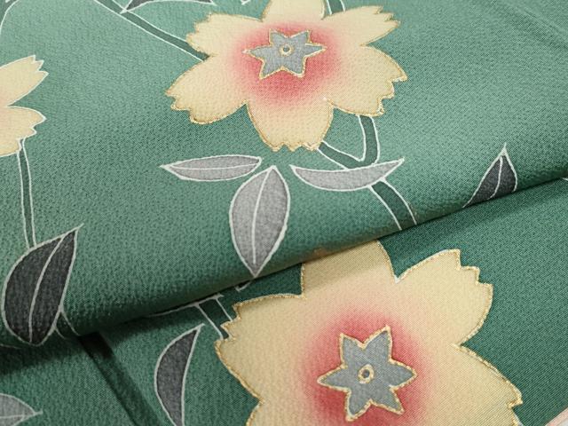 平和屋着物●豪華振袖　枝桜文　暈し染め　金彩　正絹　逸品　CABC6914yc