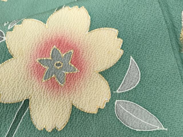 平和屋着物●豪華振袖　枝桜文　暈し染め　金彩　正絹　逸品　CABC6914yc