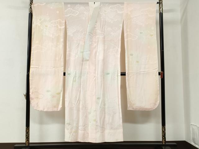 平和屋着物●振袖用長襦袢　無双仕立て　片輪車地紋　暈し染め　正絹　逸品　CABC6916yc