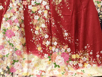 平和屋着物●豪華振袖　刺繍　束ね熨斗雪輪草花文　ラメ糸　暈し染め　金彩　仮絵羽　逸品　未使用　CABC6918yc