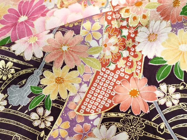 平和屋着物●豪華振袖　刺繍　束ね熨斗雪輪草花文　ラメ糸　暈し染め　金彩　仮絵羽　逸品　未使用　CABC6918yc