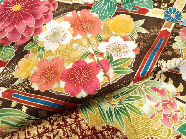 平和屋着物●豪華振袖　刺繍　天井牡丹花文　ラメ糸　暈し染め　金彩　仮絵羽　逸品　未使用　CABC6919yc