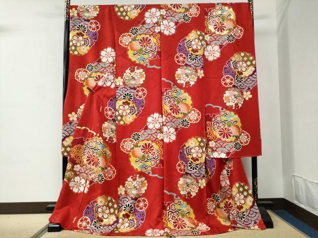 平和屋着物●豪華振袖　駒刺繍　雪輪吉祥花文　金彩　仮絵羽　逸品　未使用　CABC6920yc