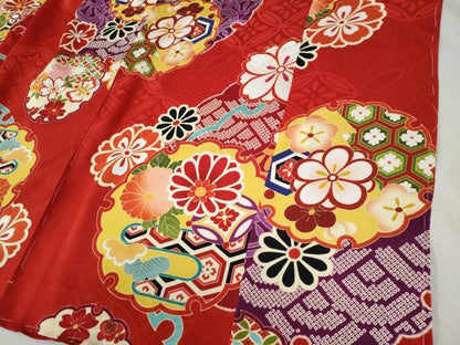 平和屋着物●豪華振袖　駒刺繍　雪輪吉祥花文　金彩　仮絵羽　逸品　未使用　CABC6920yc