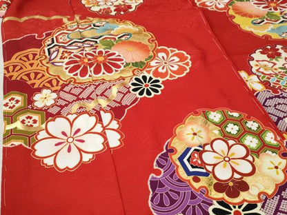 平和屋着物●豪華振袖　駒刺繍　雪輪吉祥花文　金彩　仮絵羽　逸品　未使用　CABC6920yc