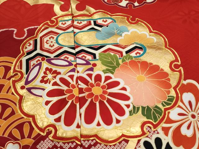 平和屋着物●豪華振袖　駒刺繍　雪輪吉祥花文　金彩　仮絵羽　逸品　未使用　CABC6920yc