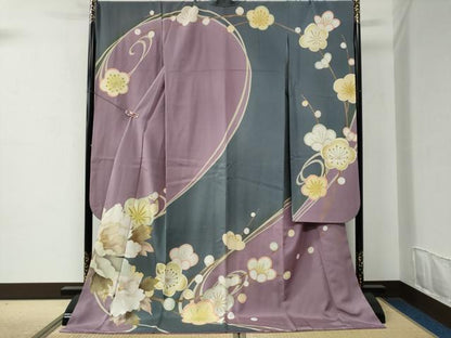 平和屋着物●ファッションブランド　hiromichi nakano　ヒロミチナカノ　振袖　牡丹　梅　ラメ糸　金彩　正絹　逸品　CABC6922yc