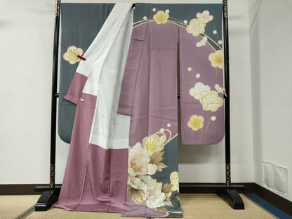 平和屋着物●ファッションブランド　hiromichi nakano　ヒロミチナカノ　振袖　牡丹　梅　ラメ糸　金彩　正絹　逸品　CABC6922yc