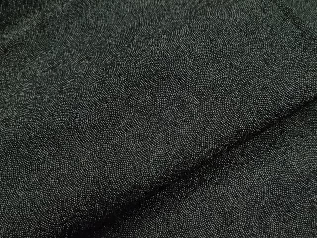 平和屋着物●小紋師　鈴木秋治　江戸小紋　鮫小紋柄　黒地　反端付き　正絹　逸品　CABC6927yc