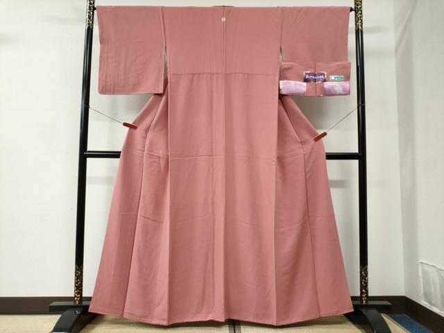 平和屋着物●上質な色無地　みやびちりめん　薄紅色　反端付き　正絹　逸品　CABC6928yc