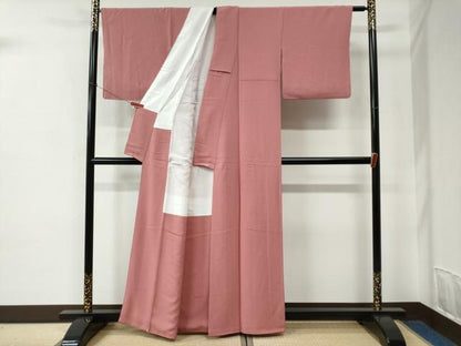 平和屋着物●上質な色無地　みやびちりめん　薄紅色　反端付き　正絹　逸品　CABC6928yc