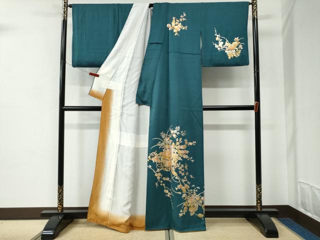 平和屋着物●金彩友禅　卓越技能者・名工・和田光正　訪問着　花籠文　金彩　正絹　逸品　CABC6930yc