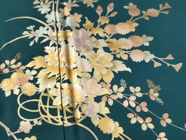 平和屋着物●金彩友禅　卓越技能者・名工・和田光正　訪問着　花籠文　金彩　正絹　逸品　CABC6930yc