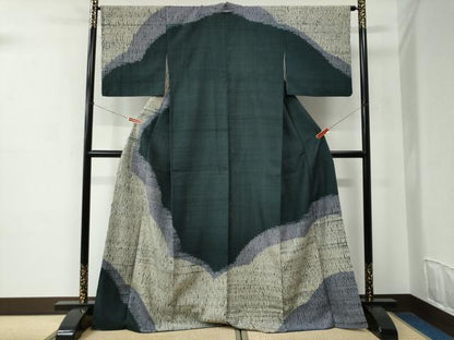 平和屋着物●訪問着　紬地　杢目絞り　正絹　逸品　CABC6931yc