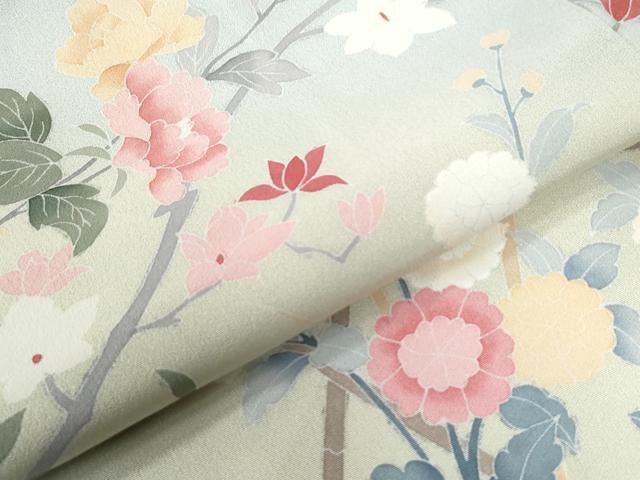 平和屋着物●訪問着　友禅　作家物　籬枝花文　暈し染め　正絹　逸品　CABC6936yc