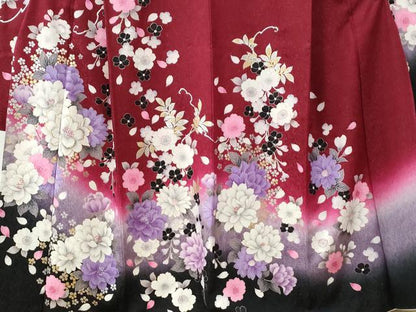 平和屋着物●豪華振袖　草花文　ラメ糸　暈し染め　銀通し地　正絹　逸品　CABC6937yc