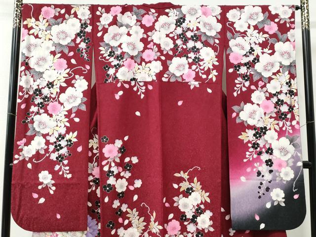 平和屋着物●豪華振袖　草花文　ラメ糸　暈し染め　銀通し地　正絹　逸品　CABC6937yc