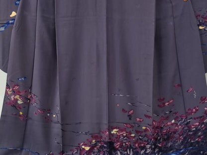 平和屋着物●森英恵・HANAE MORI　振袖　枝花文　金彩　正絹　逸品　CABC6938yc