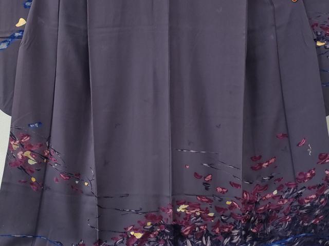 平和屋着物●森英恵・HANAE MORI　振袖　枝花文　金彩　正絹　逸品　CABC6938yc