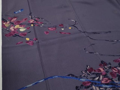 平和屋着物●森英恵・HANAE MORI　振袖　枝花文　金彩　正絹　逸品　CABC6938yc