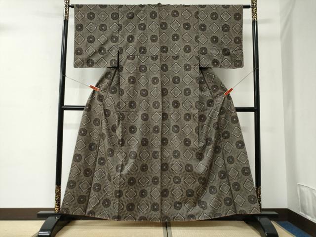 平和屋着物●本場大島紬　龍郷絣　正絹　逸品　未使用　CABC6941yc