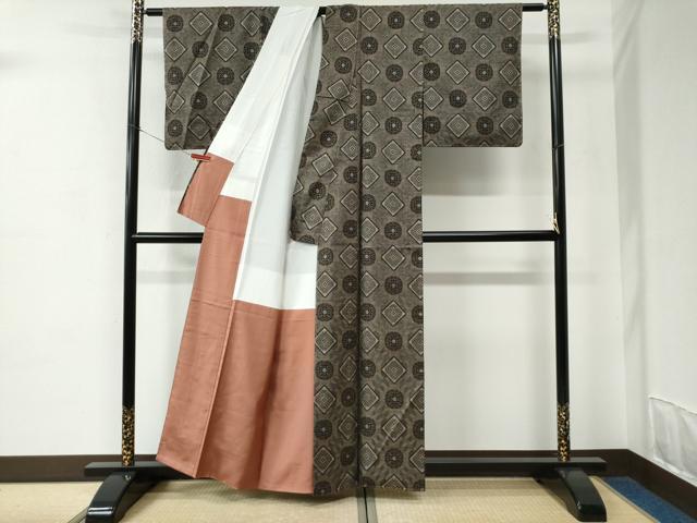平和屋着物●本場大島紬　龍郷絣　正絹　逸品　未使用　CABC6941yc