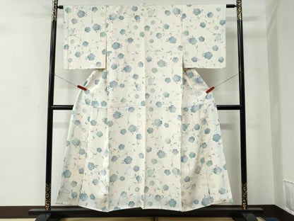 平和屋着物●上質な小紋　花唐草文　正絹　逸品　CABC6945yc