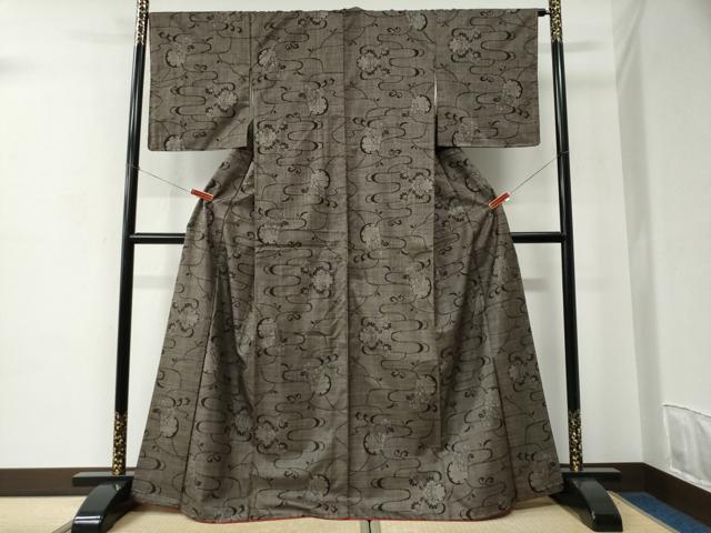 平和屋着物●本場大島紬　7マルキ　雪輪花唐草文　正絹　逸品　未使用　CABC6955yc