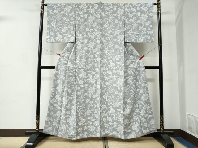 平和屋着物●上質な小紋　南天更紗花文　正絹　逸品　CABC6956yc