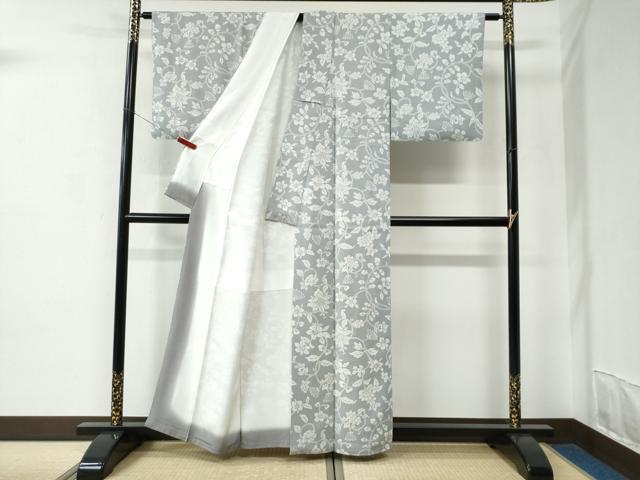 平和屋着物●上質な小紋　南天更紗花文　正絹　逸品　CABC6956yc