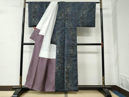 平和屋着物●本場大島紬　9マルキ　枝花文　正絹　逸品　CABC6957yc