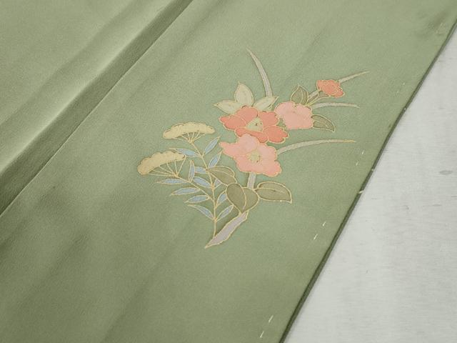 平和屋着物●訪問着　扇面地紙草花文　暈し染め　金彩　正絹　逸品　未使用　CABC6961yc