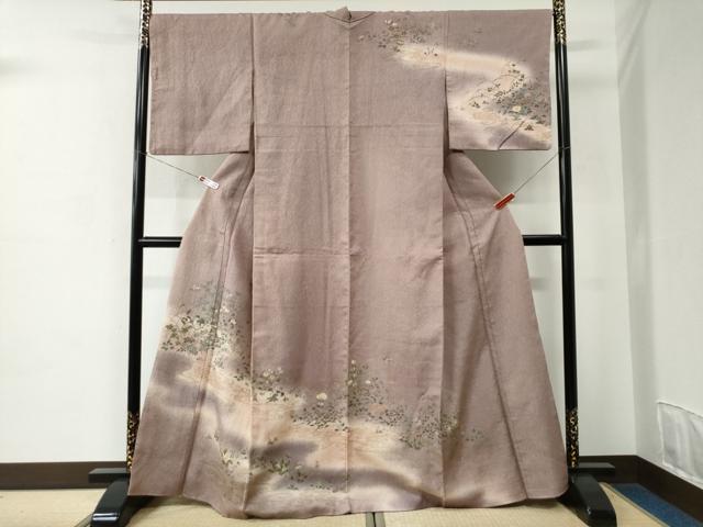 平和屋着物●訪問着　流水花蝶文　暈し染め　金彩　正絹　逸品　CABC6966yc