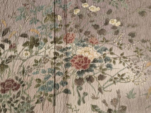 平和屋着物●訪問着　流水花蝶文　暈し染め　金彩　正絹　逸品　CABC6966yc