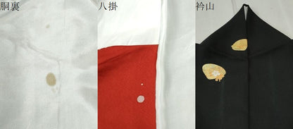 平和屋着物●上質な小紋　貝合わせ花文　黒地　金彩　ロング丈　正絹　逸品　CABC6969yc