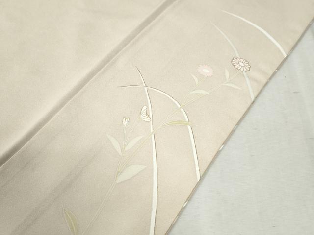 平和屋着物●訪問着　駒刺繍　霞扇面草花文　暈し染め　金銀彩　正絹　逸品　CABC6970yc
