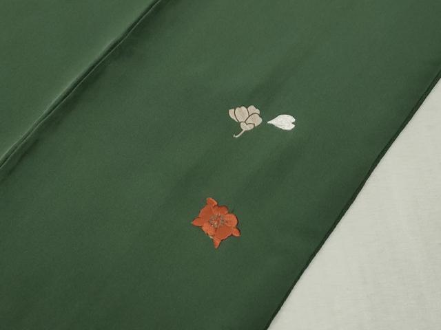 平和屋着物●訪問着　総刺繍　草花文　鬼しぼ縮緬　正絹　逸品　CABC6971yc