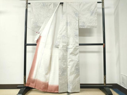 平和屋着物●本場大島紬　白大島　9マルキ　舞花文　正絹　逸品　未使用　CABC6972yc