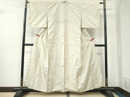 平和屋着物●本場大島紬　白大島　9マルキ　麻の葉文様　正絹　逸品　CABC6973yc