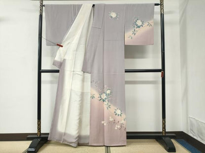 平和屋着物●訪問着　友禅　枝花文　暈し染め　正絹　逸品　CABC6974yc