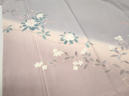 平和屋着物●訪問着　友禅　枝花文　暈し染め　正絹　逸品　CABC6974yc