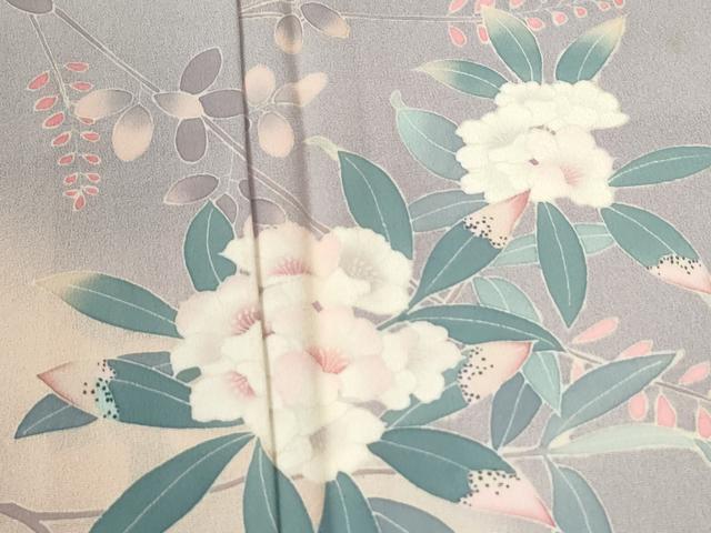 平和屋着物●訪問着　友禅　枝花文　暈し染め　正絹　逸品　CABC6974yc