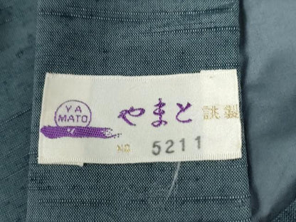 平和屋着物●男性　紬　アンサンブル　色無地　藍色　やまと誂製　キングサイズ　正絹　逸品　CABC6976yc