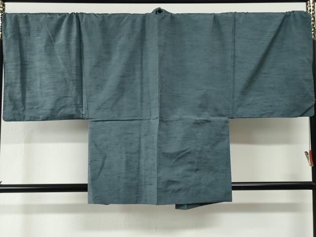 平和屋着物●男性　紬　アンサンブル　色無地　藍色　やまと誂製　キングサイズ　正絹　逸品　CABC6976yc