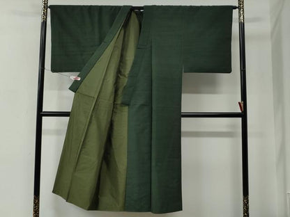 平和屋着物●男性　色無地　アンサンブル　柳煤竹色　正絹　逸品　CABC6978yc