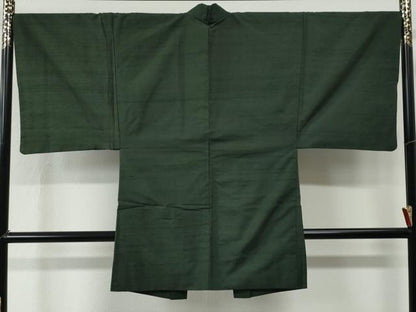 平和屋着物●男性　色無地　アンサンブル　柳煤竹色　正絹　逸品　CABC6978yc