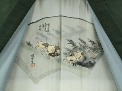 平和屋着物●男性　色無地　アンサンブル　柳煤竹色　正絹　逸品　CABC6978yc