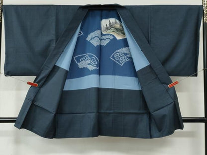 平和屋着物●男性　本場大島紬　アンサンブル　100亀甲　総詰め　正絹　逸品　CABC6980yc
