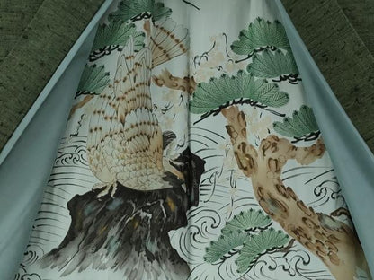 平和屋着物●男性　髭紬　アンサンブル　色無地　藍媚茶色　キングサイズ　正絹　逸品　CABC6981yc
